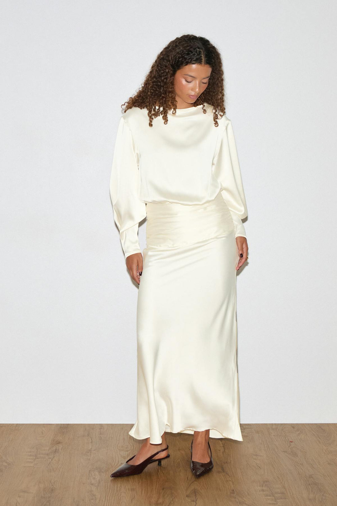 Satin maxi dress - Creme