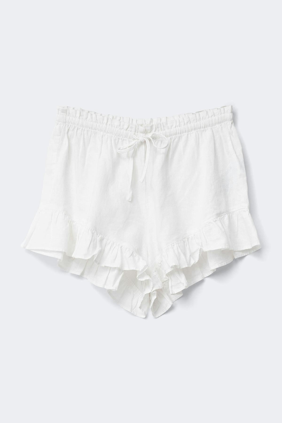 Linen blend frill shorts - Blanc
