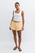 Linen blend frill shorts - Marron foncé