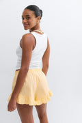 Linen blend frill shorts - Golden haze