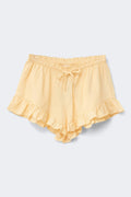 Linen blend frill shorts - Golden haze