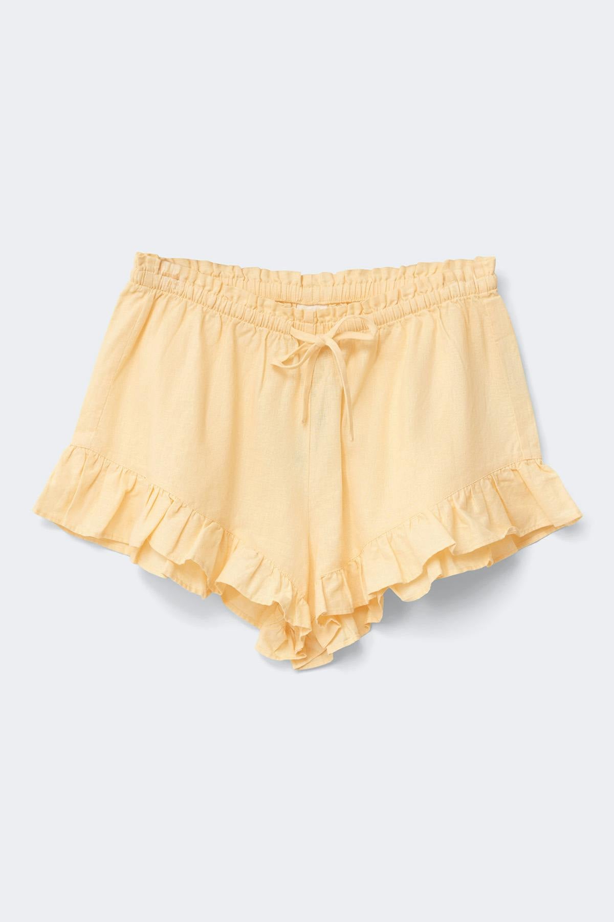 Linen blend frill shorts - Golden haze
