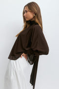Tie detail top - Seal brown