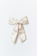 Satin pearl bow hair clip