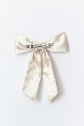 Satin pearl bow hair clip