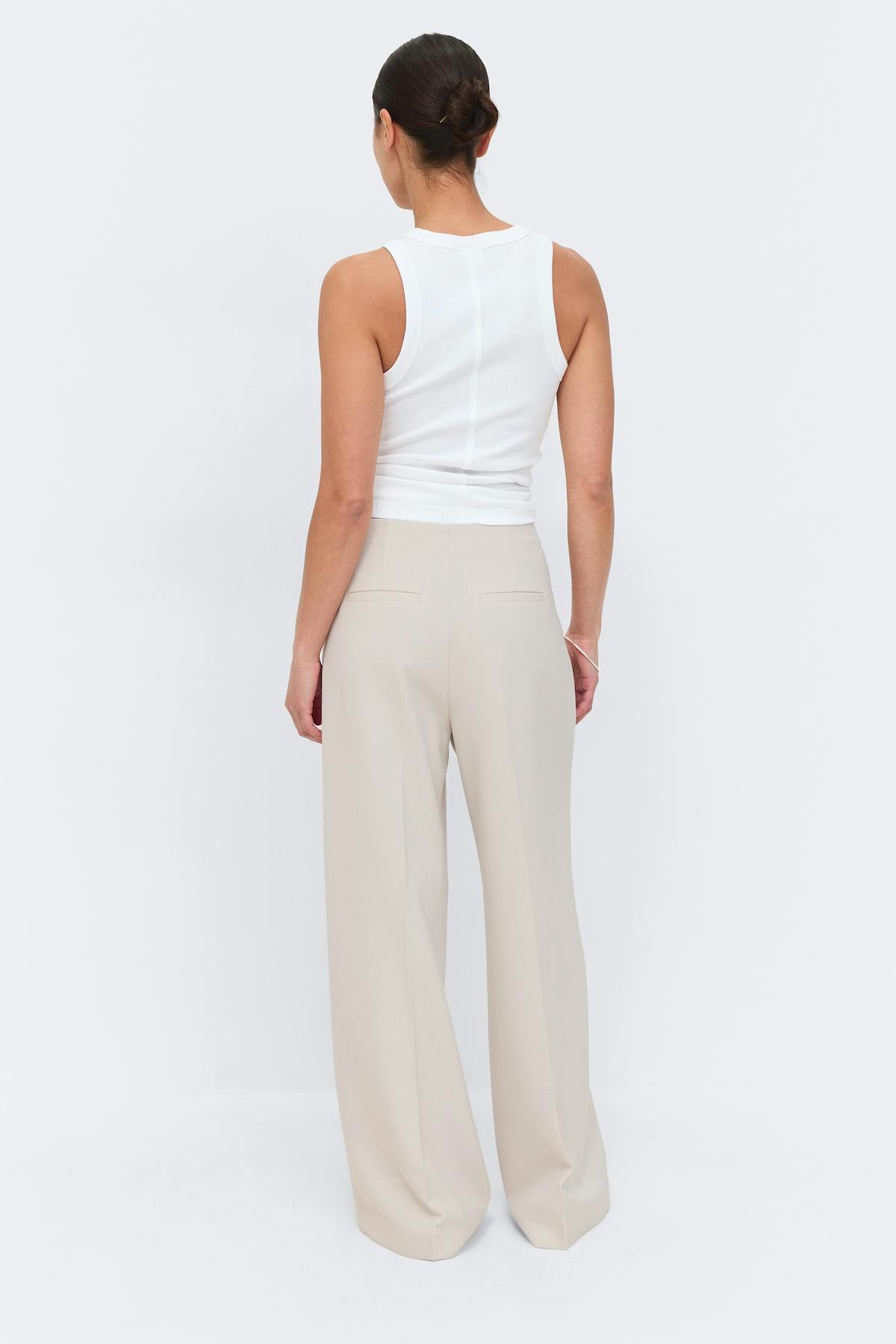 High waist wide trousers - Creme