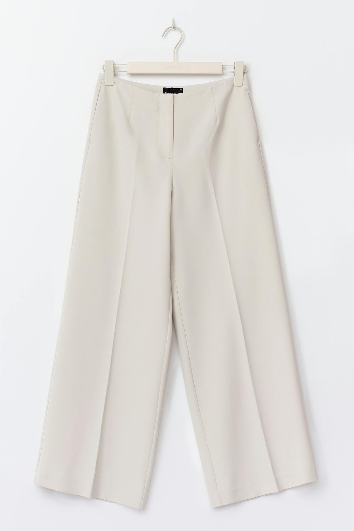 High waist wide trousers - Creme