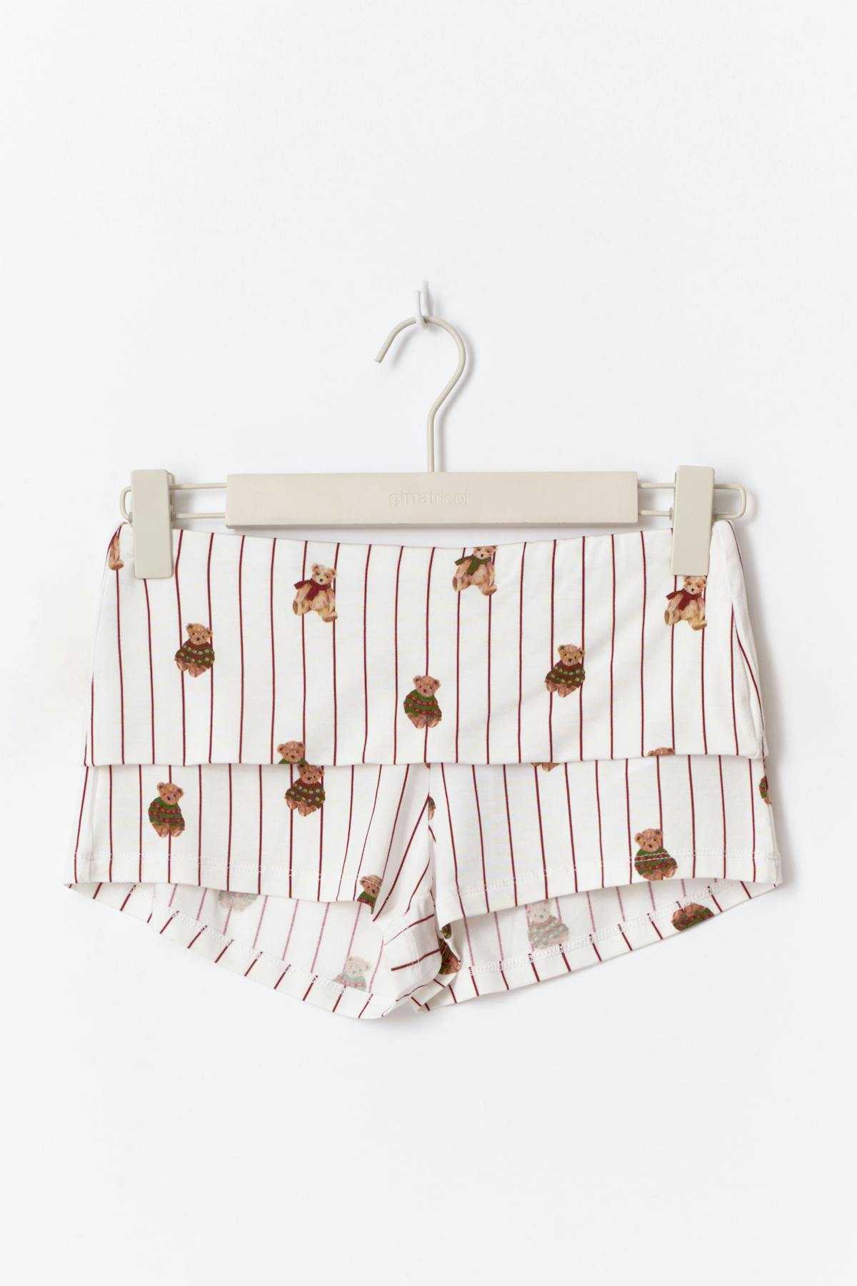 Soft folded loungewear shorts - Teddy bear aop