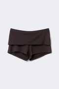 Soft folded loungewear shorts - Chocolate plum