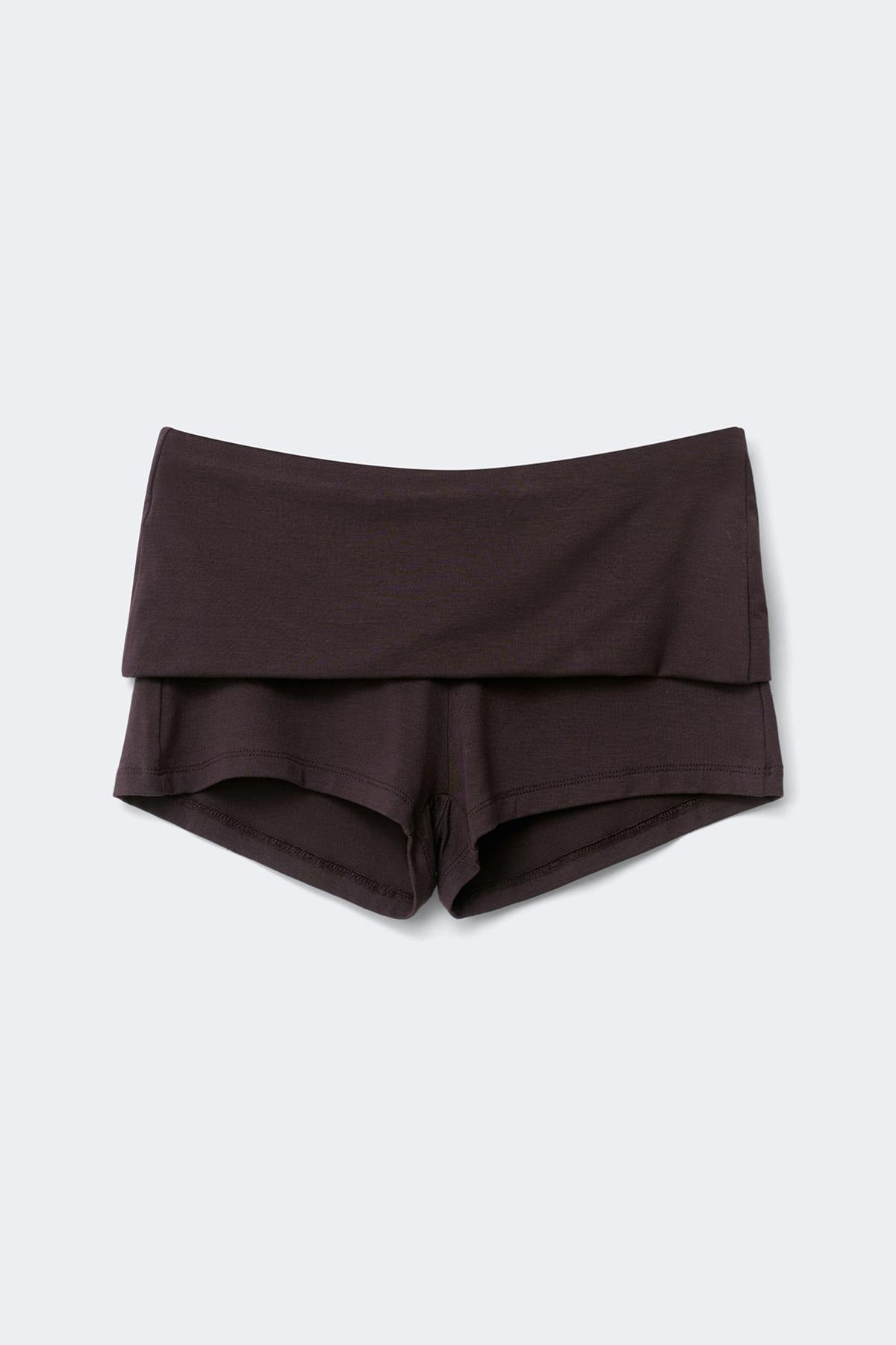Soft folded loungewear shorts - Chocolate plum