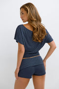 Soft folded loungewear shorts - Chocolate plum