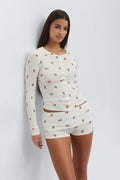 Soft folded loungewear shorts - Teddy bear aop