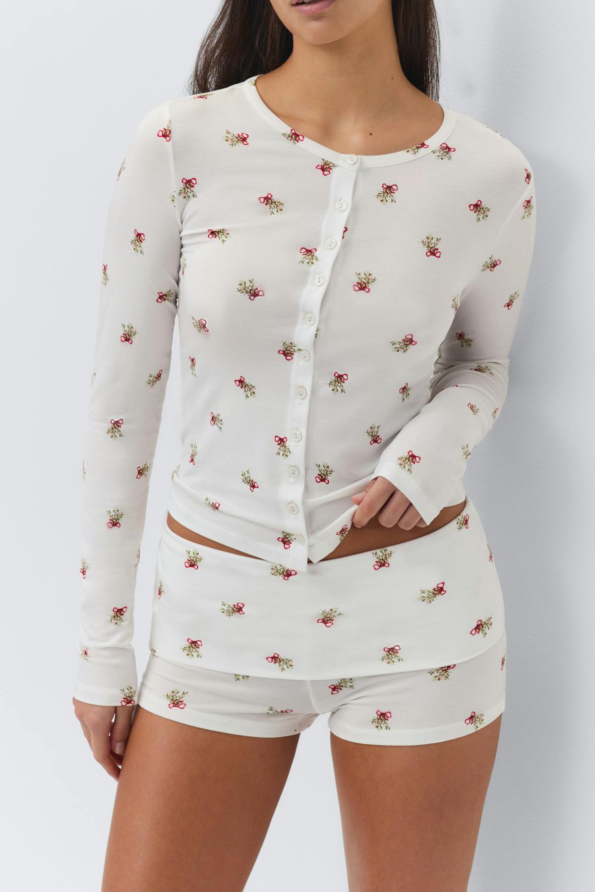 Soft folded loungewear shorts - Mistle aop