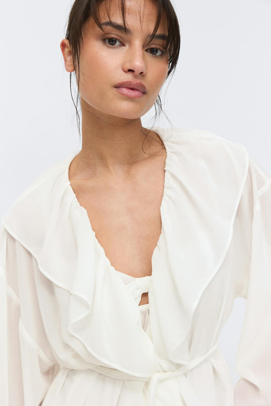 Chiffon loungewear robe - Gardenia