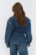 Office cargo denim jacket - Mid blue