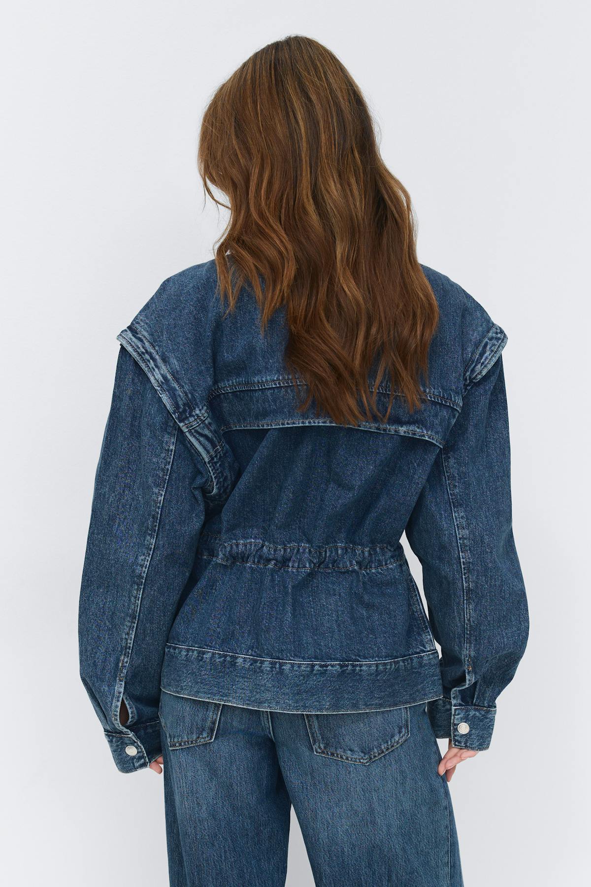 Office cargo denim jacket - Mid blue