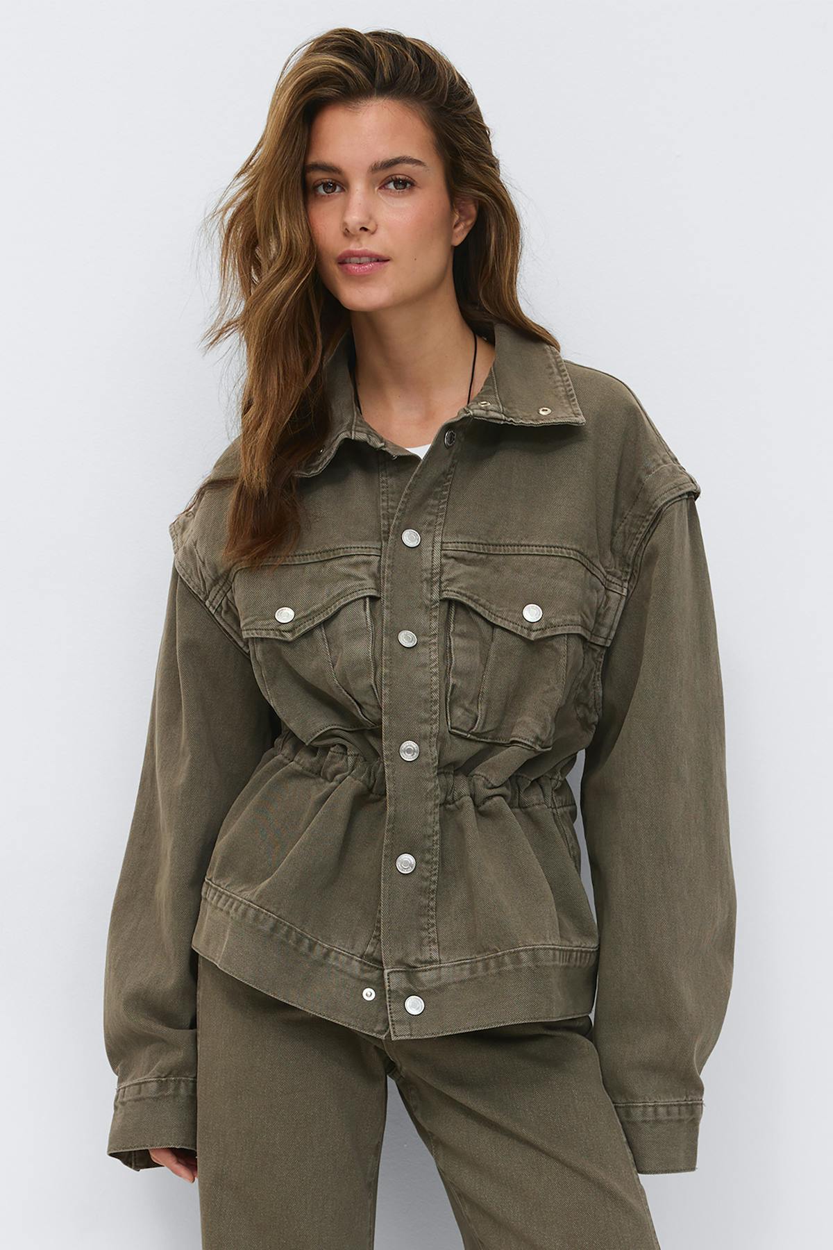 Office cargo denim jacket - Mid blue