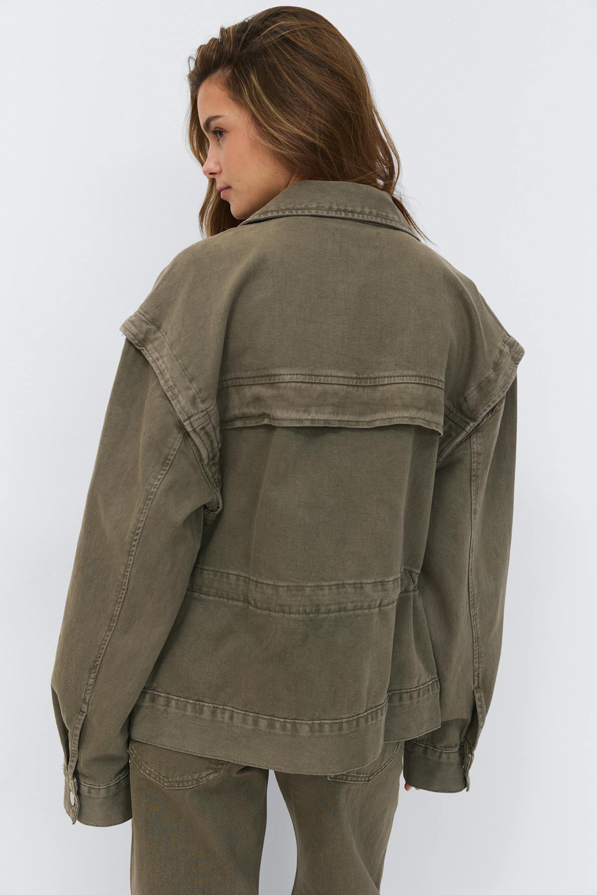 Office cargo denim jacket - Kaki