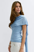 Knitted cape top - Blue dot