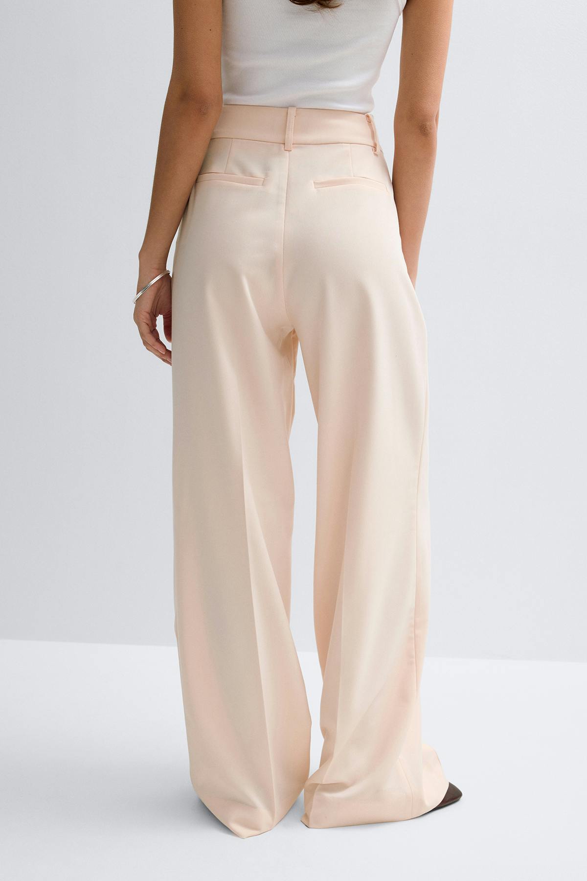 Mid waist wide trousers - Marron