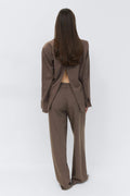 Mid waist wide trousers - Marron