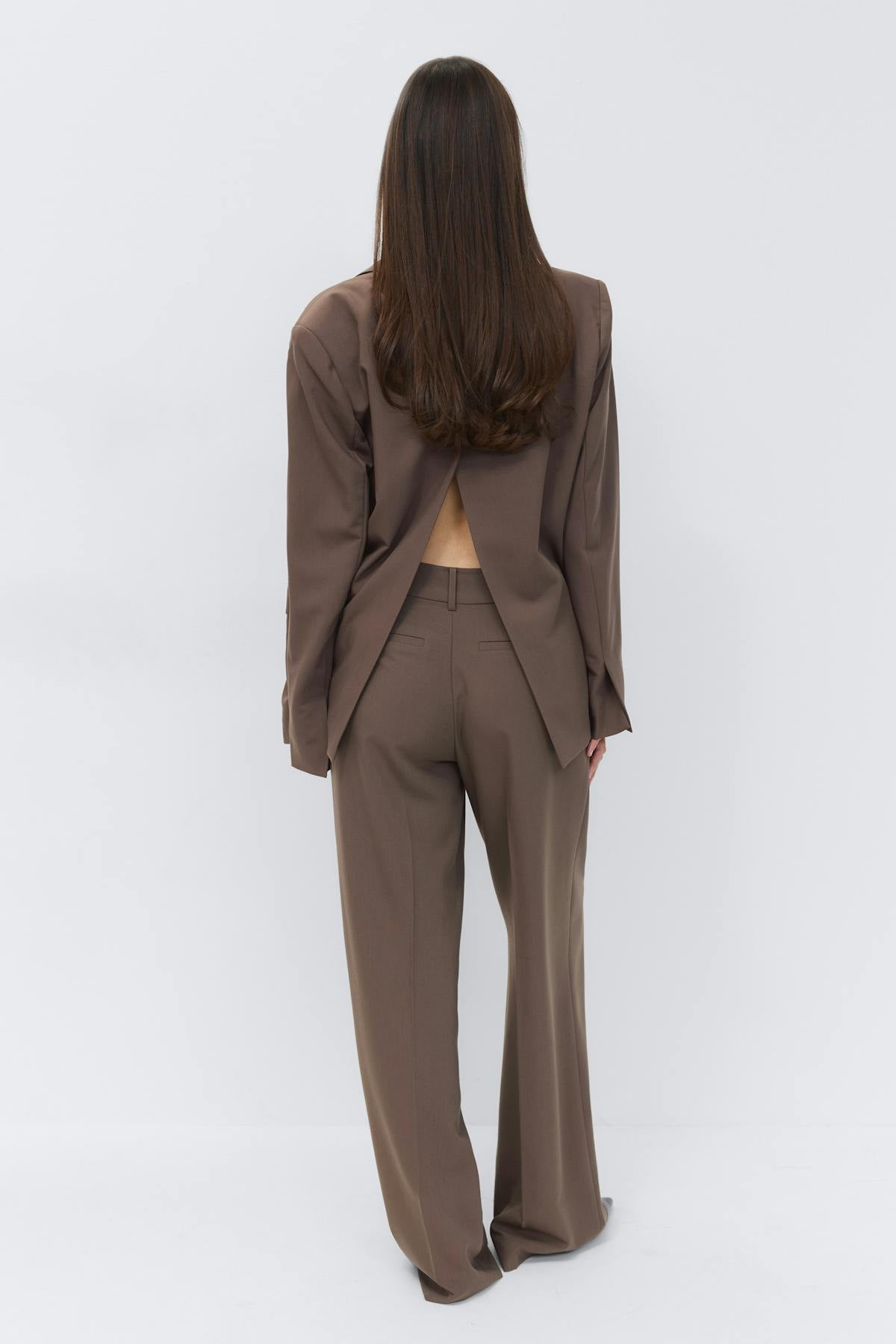 Mid waist wide trousers - Marron
