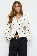 Jacquard knitted cardigan - Black dot