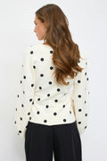 Jacquard knitted cardigan - Black dot