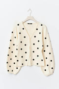 Jacquard knitted cardigan - Black dot