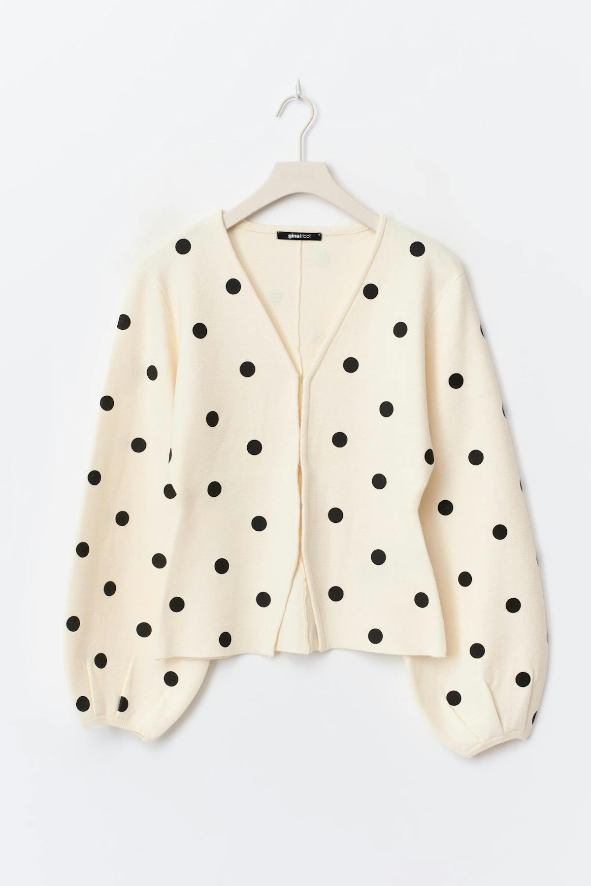 Jacquard knitted cardigan - Black dot