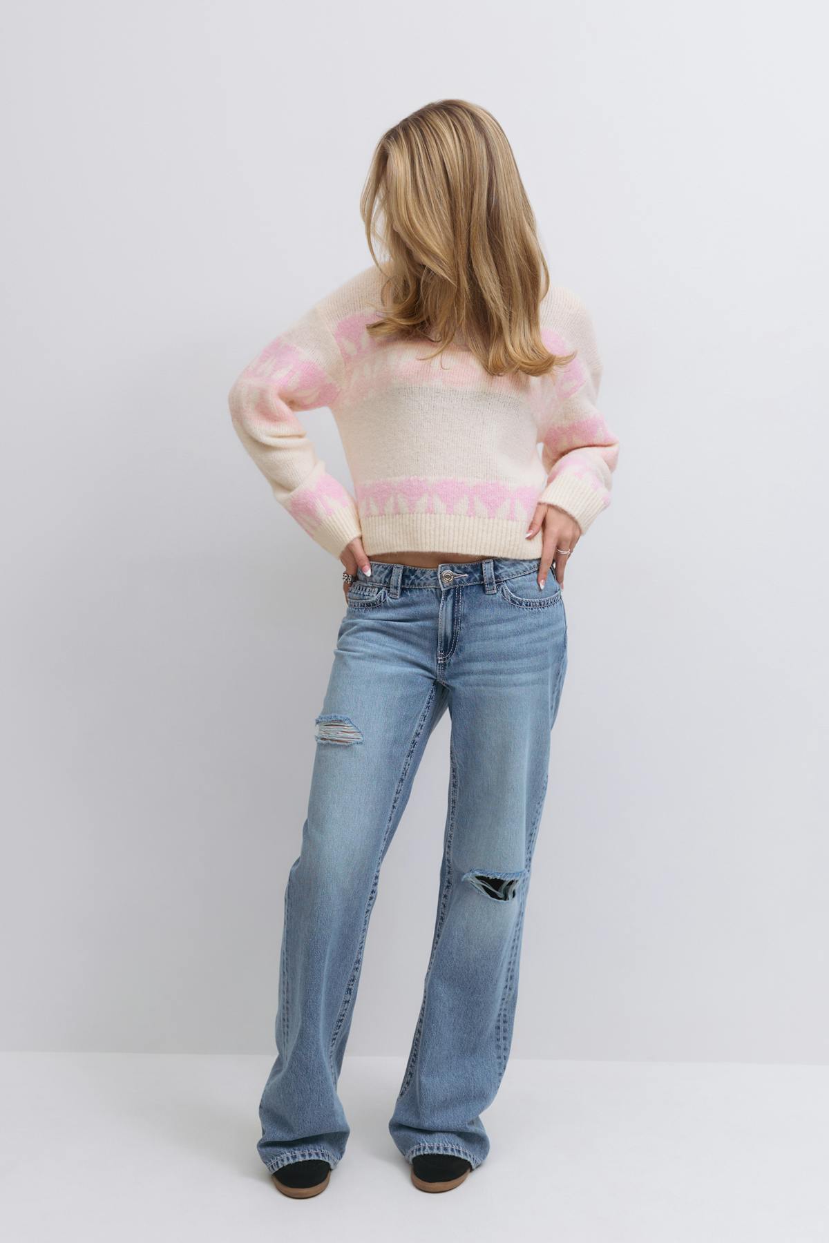 Y ski knitted sweater - Offwhite/pink