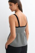 Knitted cotton singlet - Black/white