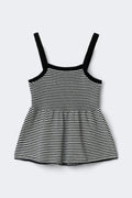 Knitted cotton singlet - Black/white