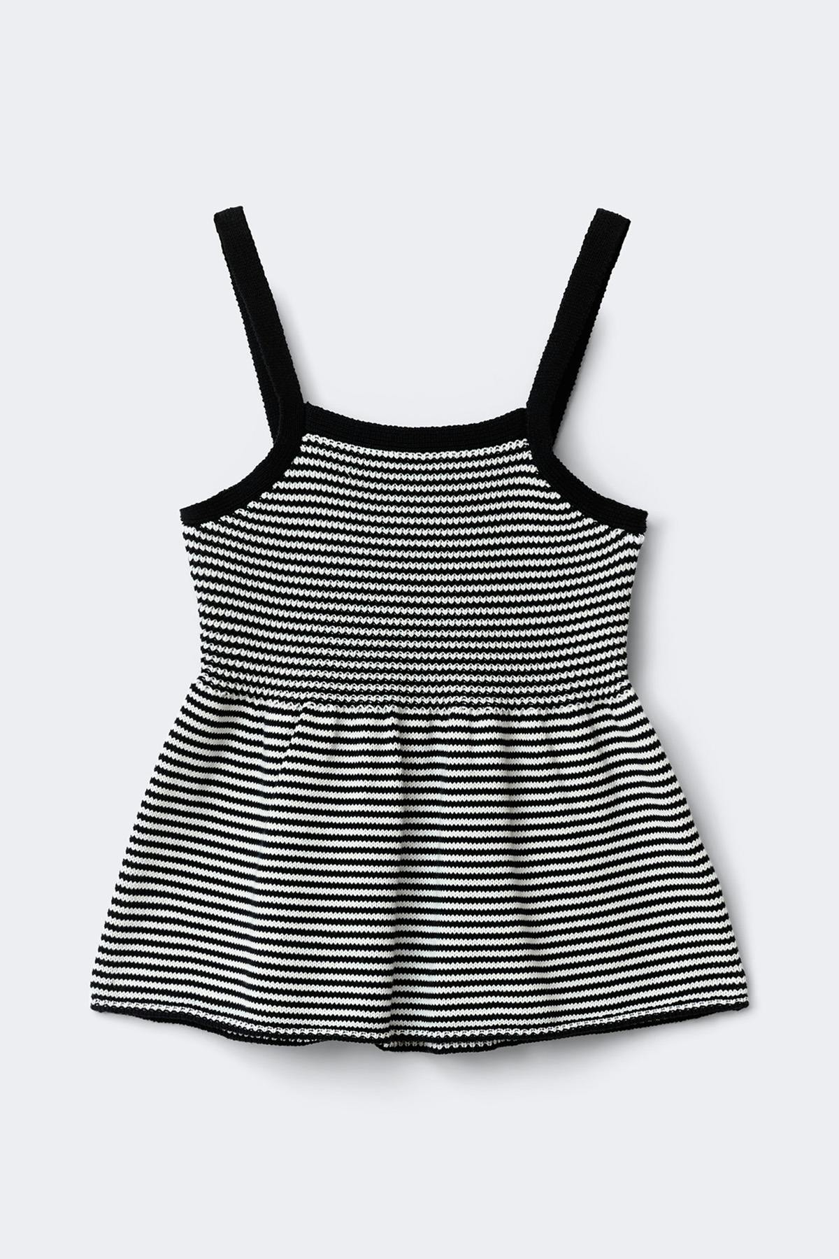 Knitted cotton singlet - Black/white
