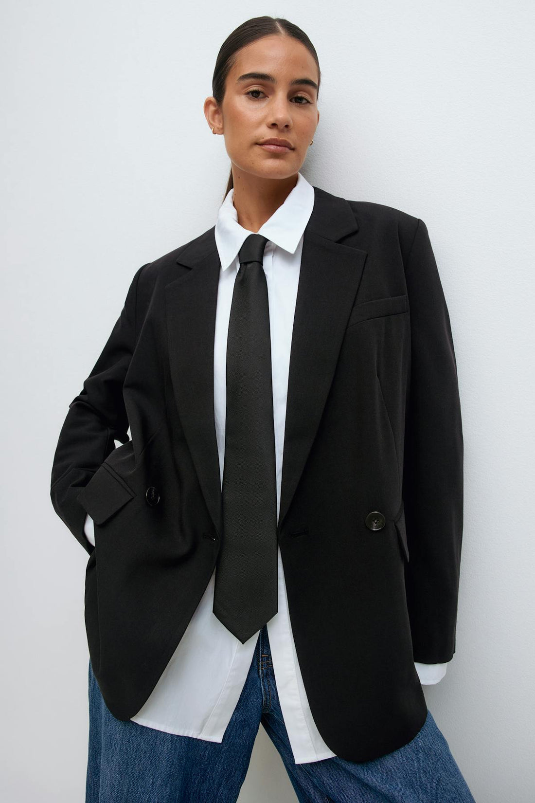 Solid fashion tie - Noir