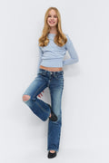 Y one knee destroy jeans - Mid blue