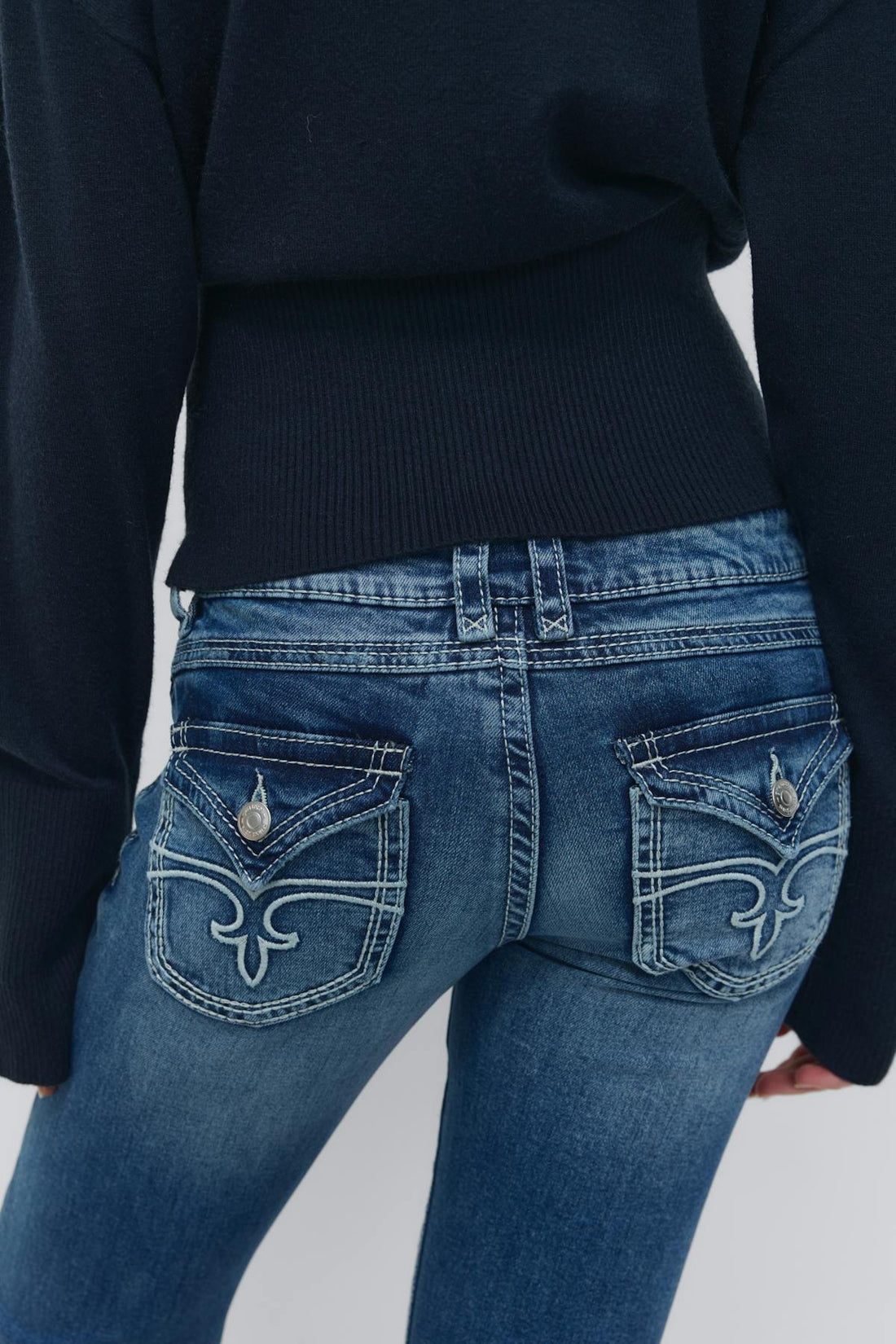 Y one knee destroy jeans tall - Mid blue