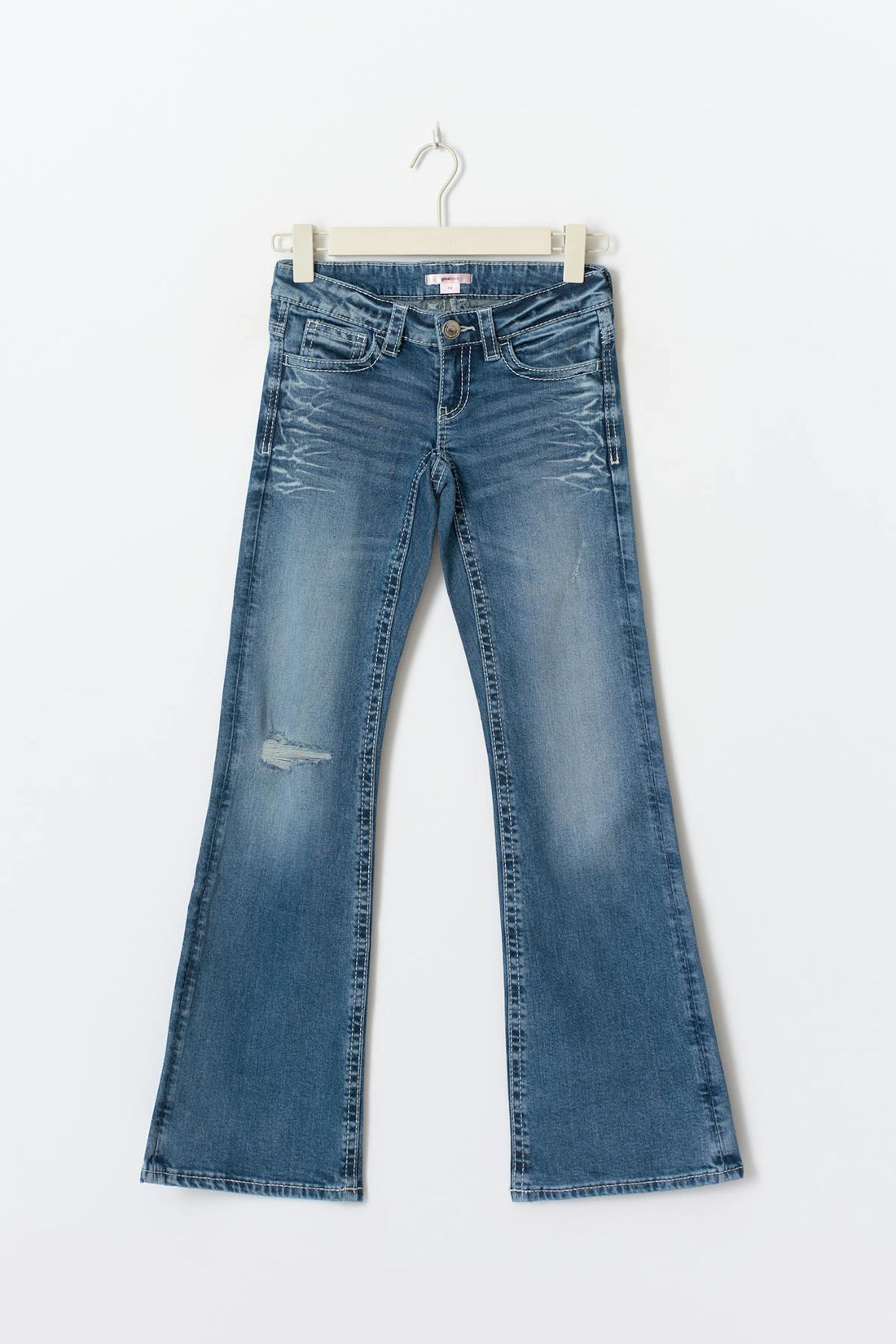 Y one knee destroy jeans tall - Mid blue
