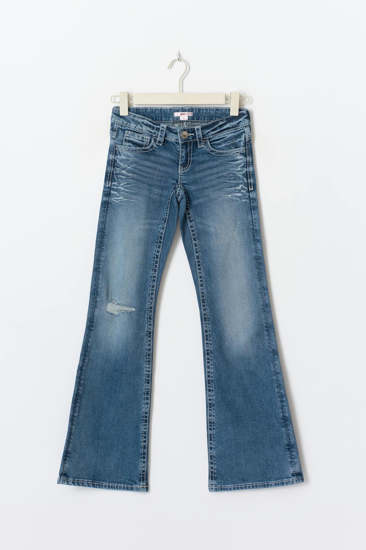 Y one knee destroy jeans tall - Mid blue