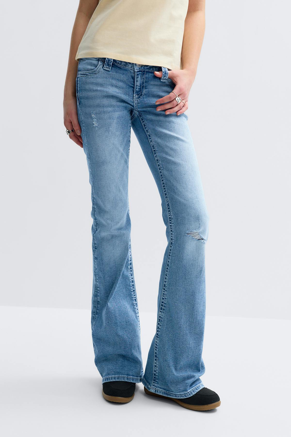 Y too messy flare jeans - Blanc cassé