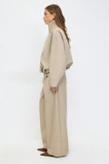 Wide balloon cotton trousers - Khaki beige