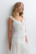 Seersucker frill top - Blanc