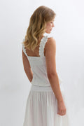 Seersucker frill top - Blanc