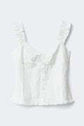 Seersucker frill top - Blanc
