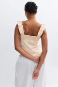 Seersucker frill top - Peach stripe