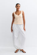 Seersucker frill top - Peach stripe