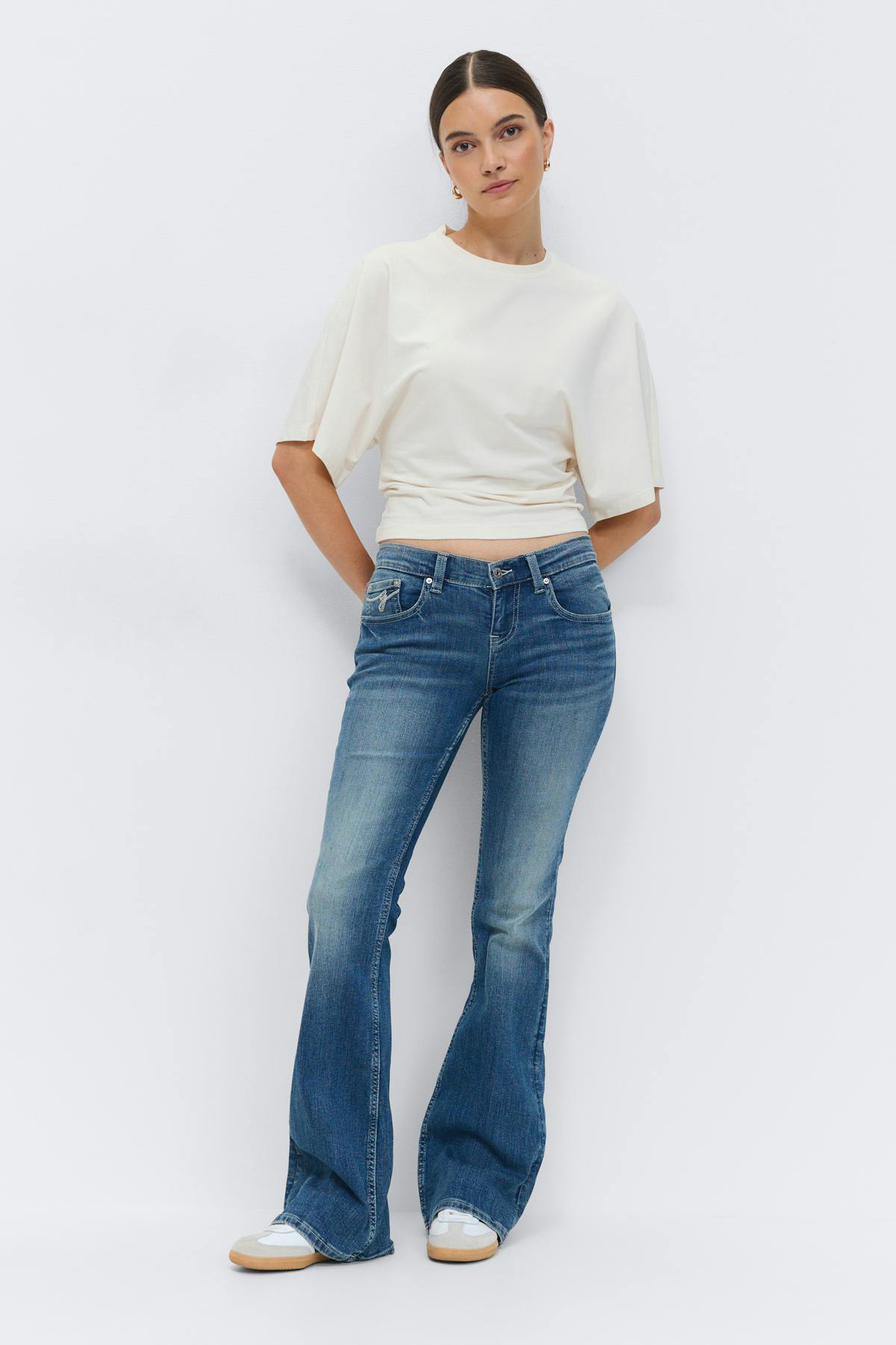 Ultra low bootcut jeans - Blanc cassé