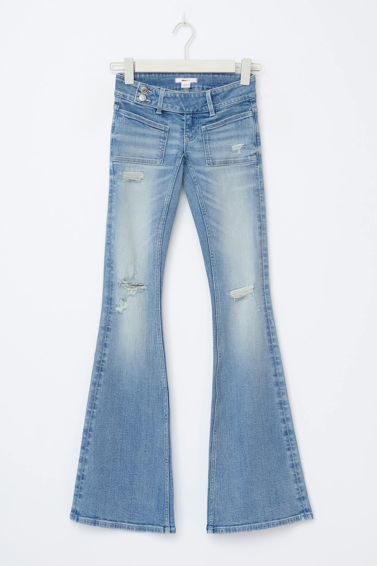 14+ pleated flare jeans - Sky blue