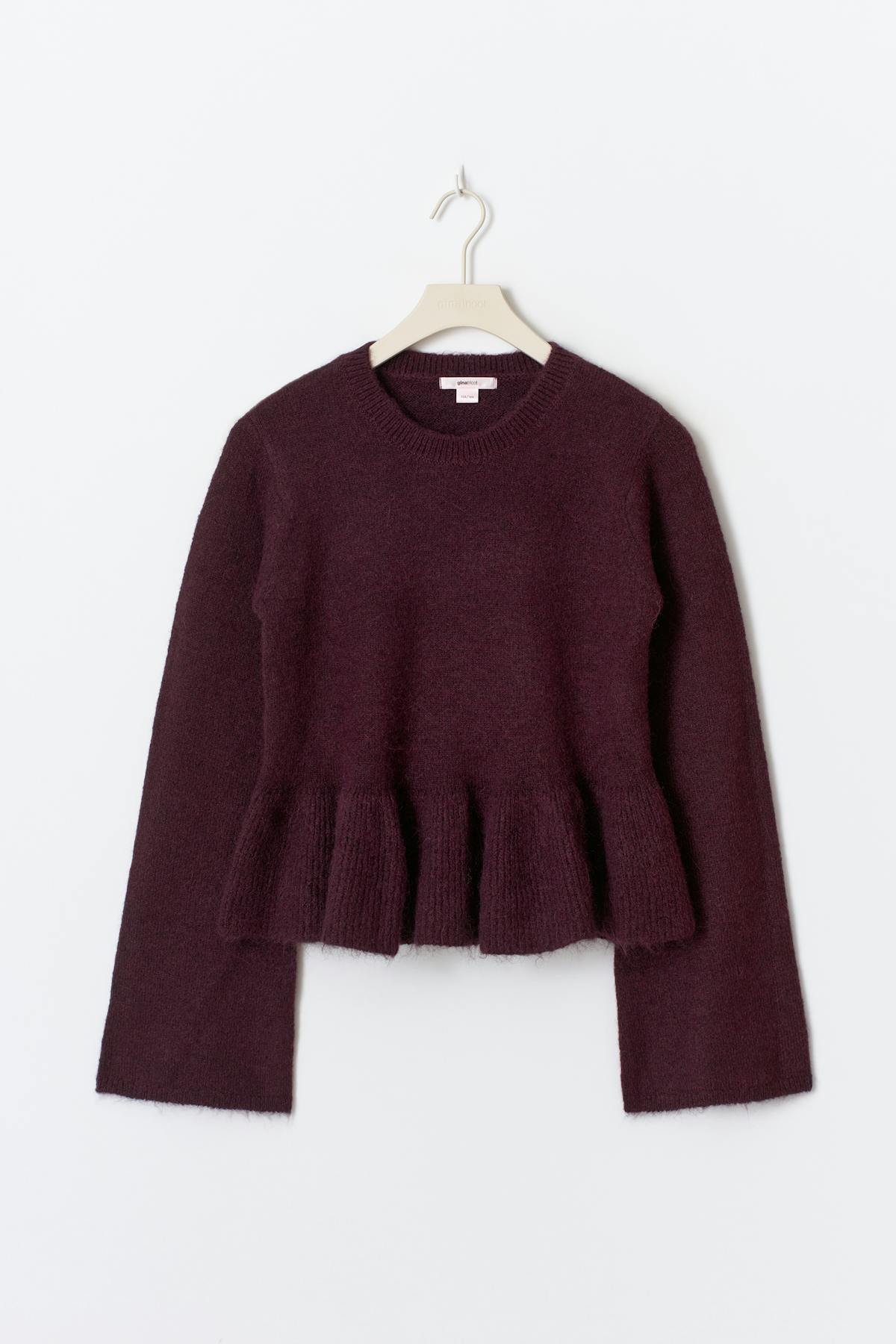 Y knitted peplum sweater - Bordeaux foncé