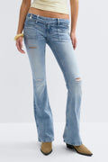14+ pleated flare jeans tall - Lt vintage blue